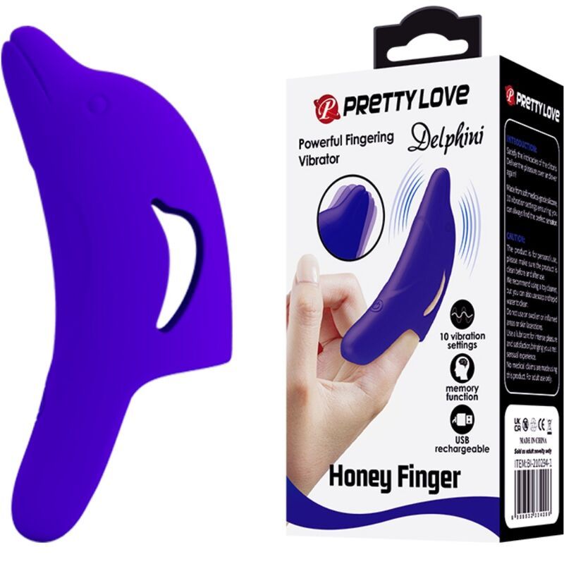 PRETTY LOVE - POTENTE STIMOLATORE DELLE DITA DELPHINI BLU SCURO FUN TOYS