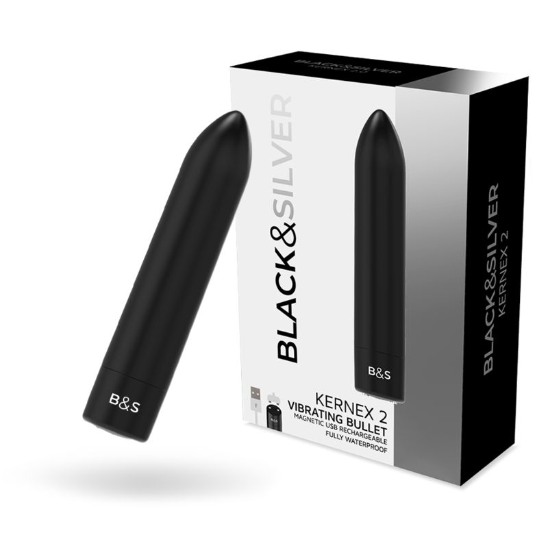 BLACK&amp;SILVER - KERNEX 2 PROIETTILE MAGNETICO VIBRANTE NERO BLACK&amp;SILVER