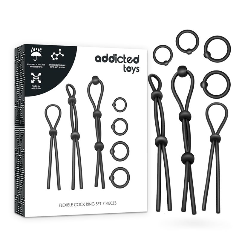 ADDICTED TOYS - SET DI ANELLI PER IL CAZZO FLESSIBILI IN SILICONE 7 PEZZI ADDICTED TOYS