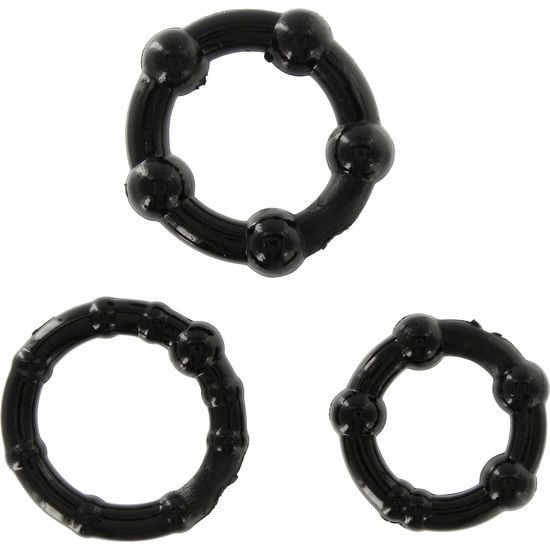SEVEN CREATIONS - SET DI TRE ANELLI PER PENE NERI SEVEN CREATIONS