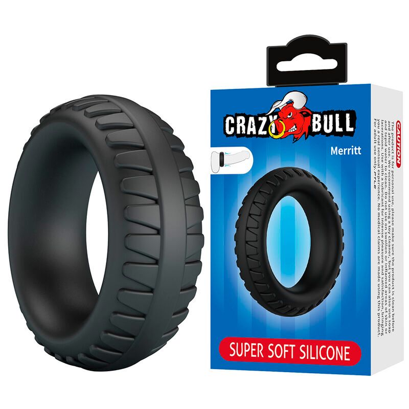 CRAZY BULL - ANELLO PER PENE IN SILICONE TESTURIZZATO MERRITT NERO CRAZY BULL