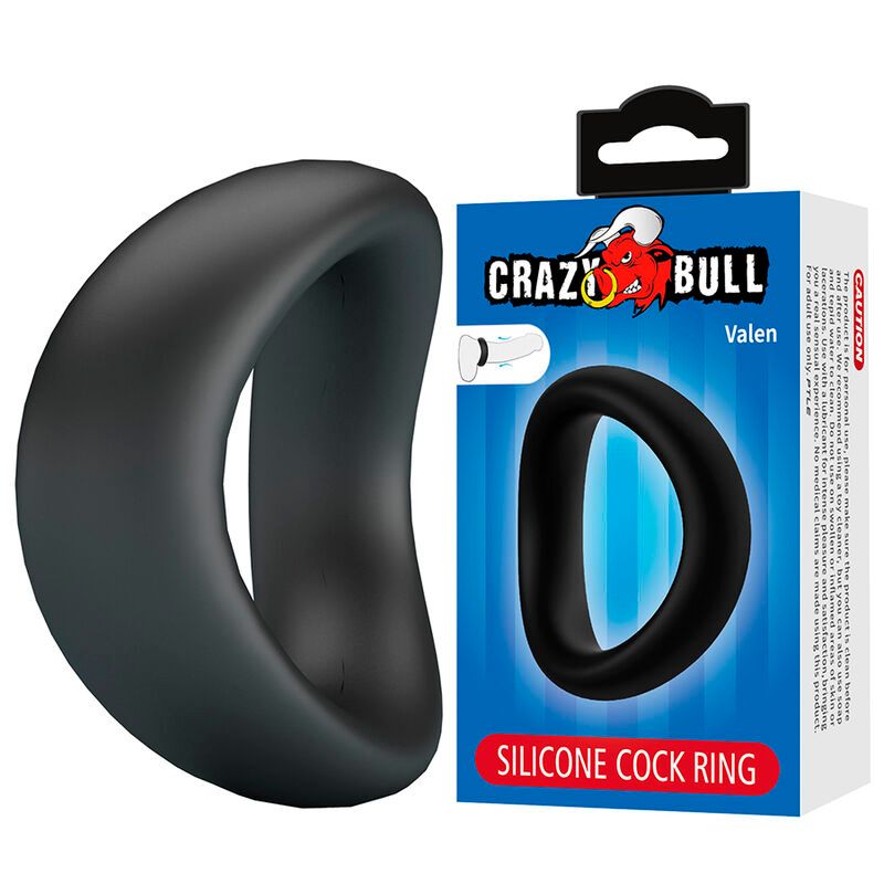 CRAZY BULL - VALEN ANELLO PER PENE ERGONOMICO IN SILICONE NERO CRAZY BULL