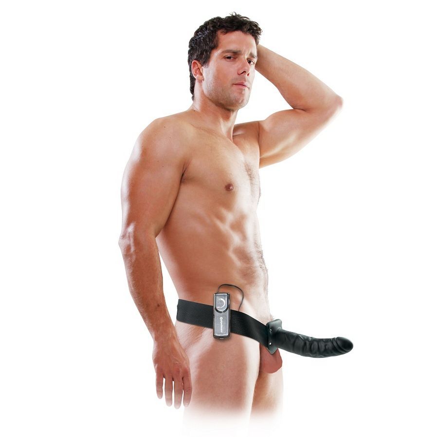 FETISH FANTASY SERIES - 19 CM STRAP-ON CAVO VIBRANTE NERO FETISH FANTASY SERIES
