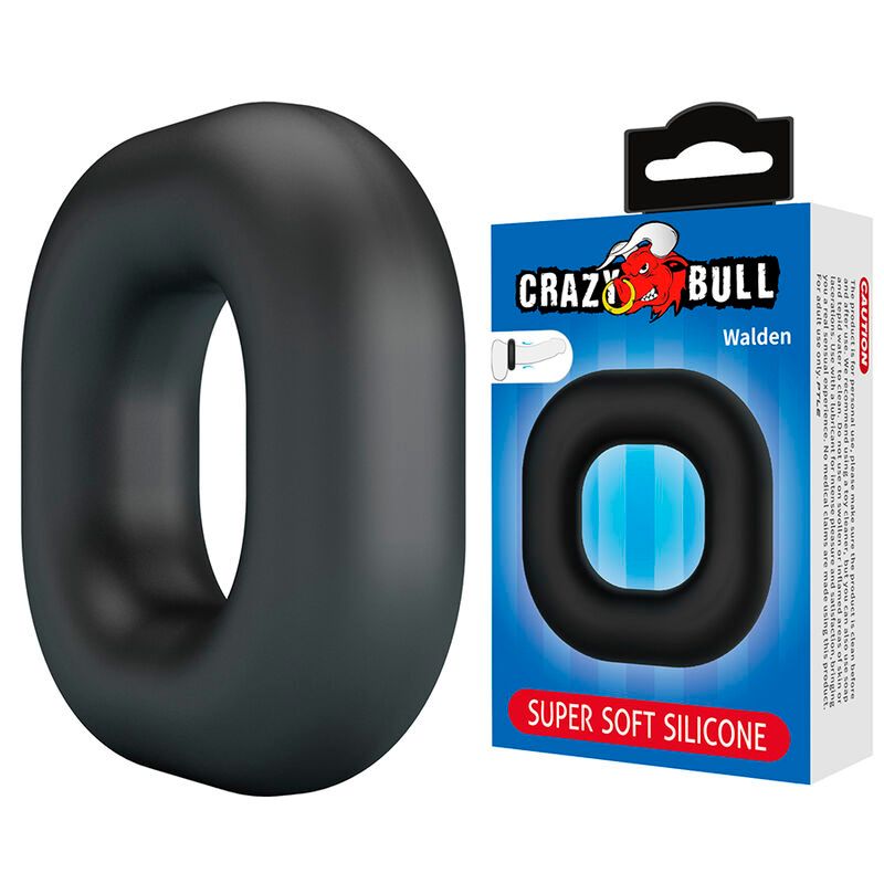 CRAZY BULL - ANELLO PER PENE WALDEN IN SILICONE SUPER MORBIDO NERO CRAZY BULL