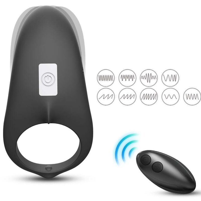 ARMONY - ANELLO VIBRATORE SHARK PER TELECOMANDO DI COPPIA NERO ARMONY FOR HIM