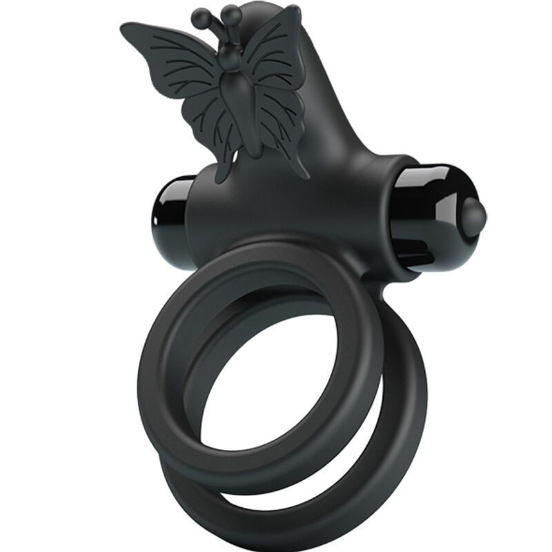 PRETTY LOVE - DOPPIO ANELLO VIBRANTE CON STIMOLATORE NERO FOR HIM