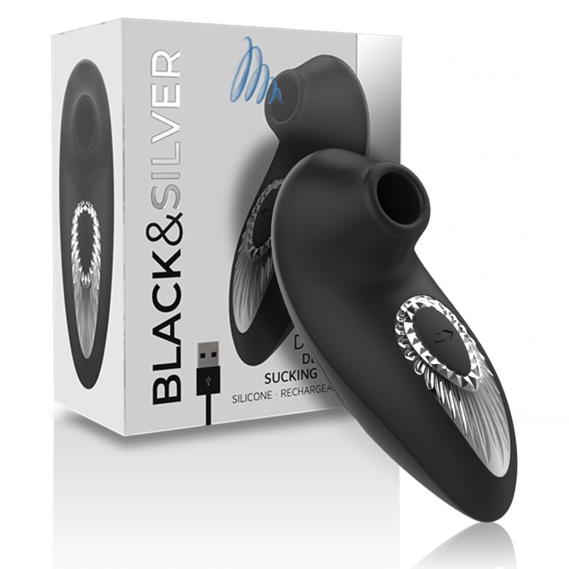 BLACK&amp;SILVER - DRAKE DELUXE SUCKING VIBE RICARICABILE IN SILICONE NERO BLACK&amp;SILVER