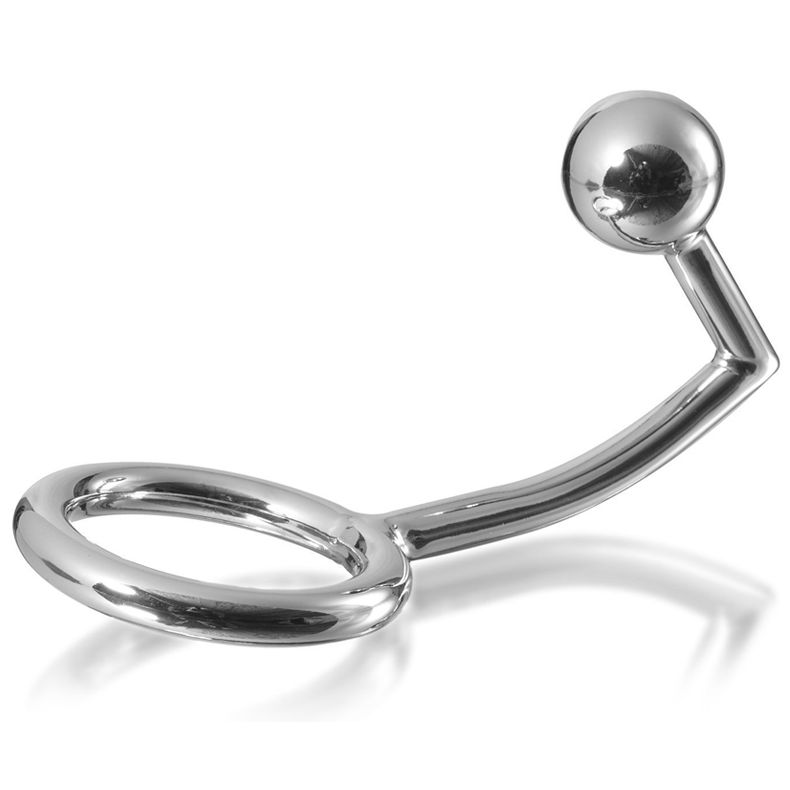 METAL HARD - ANELLO COCK RING CON GANCIO INTRUDER ANALE 45MM METAL HARD