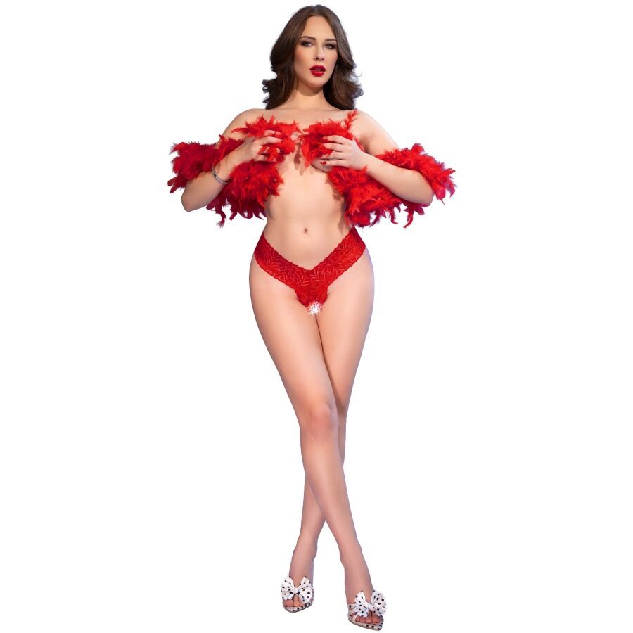 CHILIROSE - CR 4885 TANGA ROSSO CON APERTURA AL CAVALLO XL CHILIROSE PANTIES &amp; THONGS