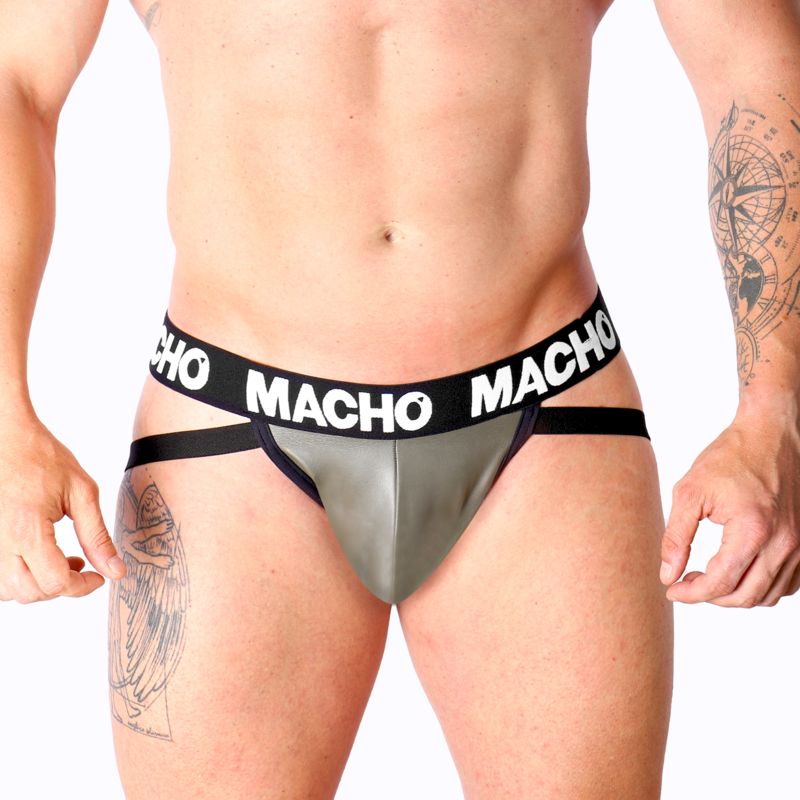 MACHO - MX27GR JOCK LEATHER GRIGIO BEIGE S MACHO UNDERWEAR