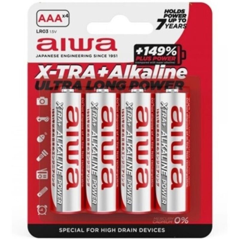 AIWA - X-TRA ALKALINE BATTERY AAA LR03 BLISTER*4 AIWA - X-TRA ALKALINE BATTERY AAA LR03 BLISTER*4