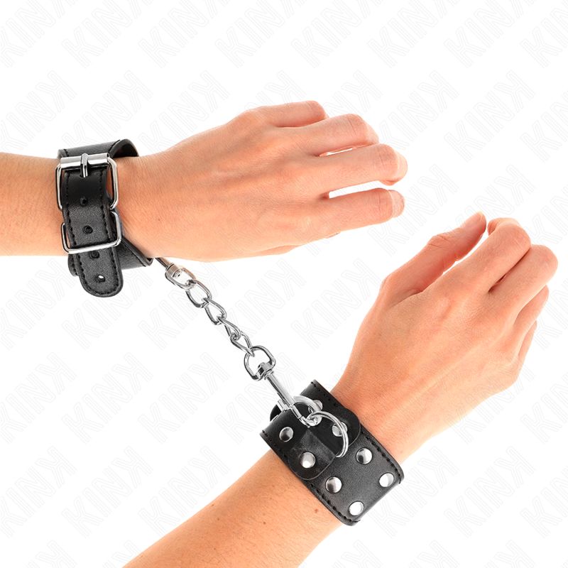 KINK - CINTURINI CON DOPPIA LINEA DI BORCHIE REGOLABILI NERO KINK WRIST RESTRAINT