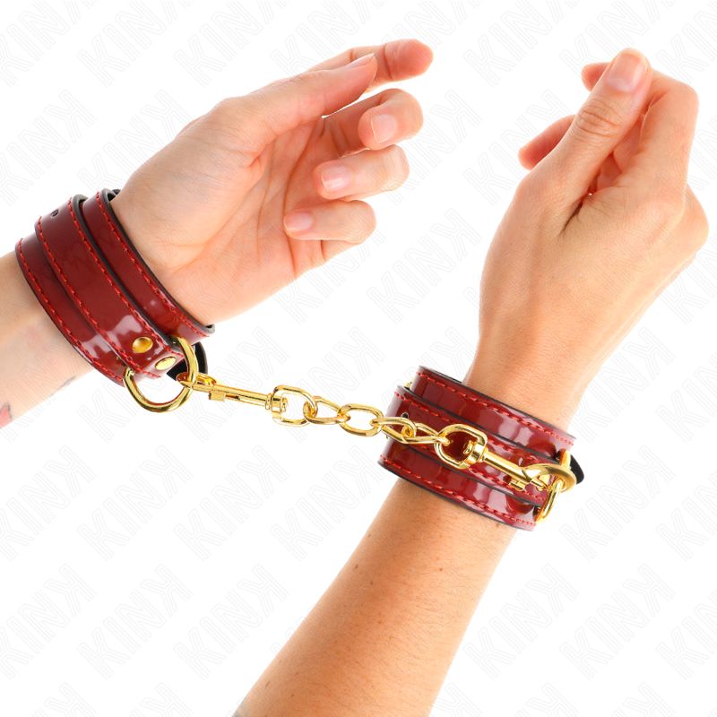 KINK - POLSINI JOANNA ANGEL ROSSO REGOLABILE CON CATENA ORO 16.5-26 CM X 4 CM KINK WRIST RESTRAINT