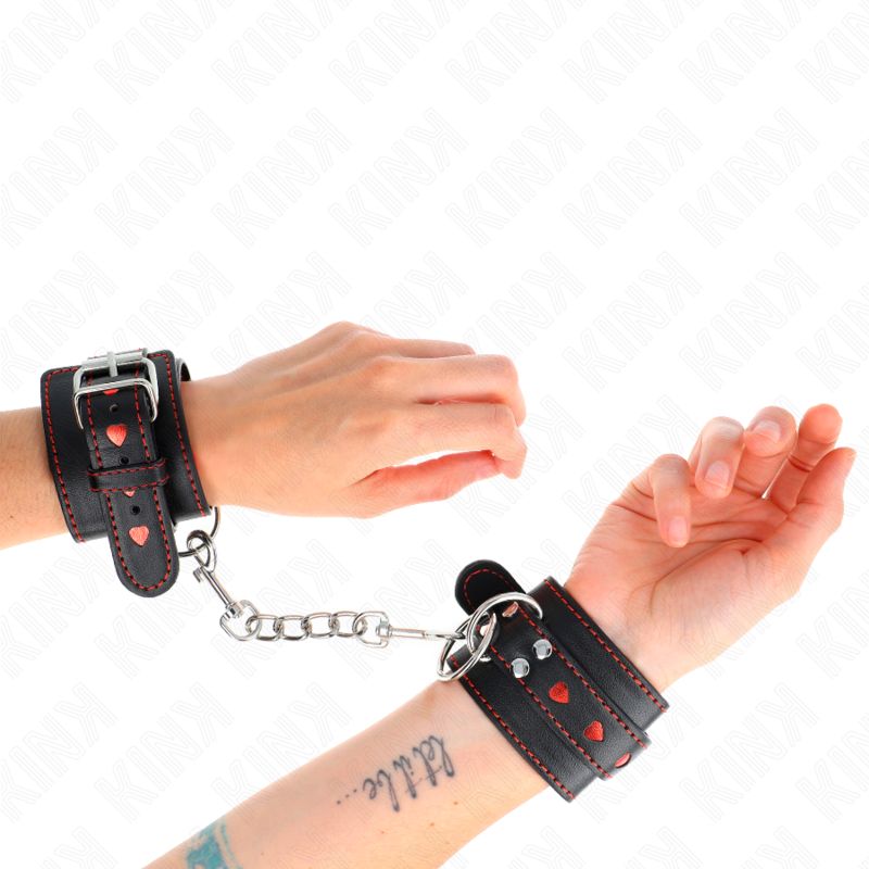 KINK - POLSO NERO CON INTARSIO CUORE ROSSO REGOLABILE 21-28 CM X 5,5 CM KINK WRIST RESTRAINT