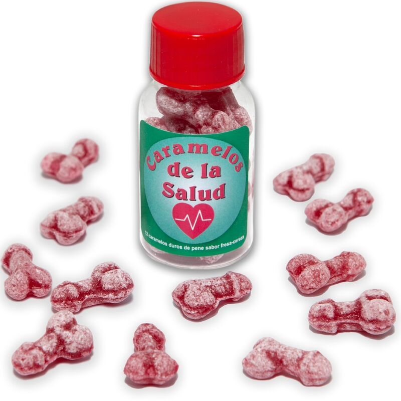 DIABLO PICANTE - 12 CARAMELLE DELLA SALUTE A FORMA DI PENE FRAGOLA/CILIEGIA DIABLO PICANTE