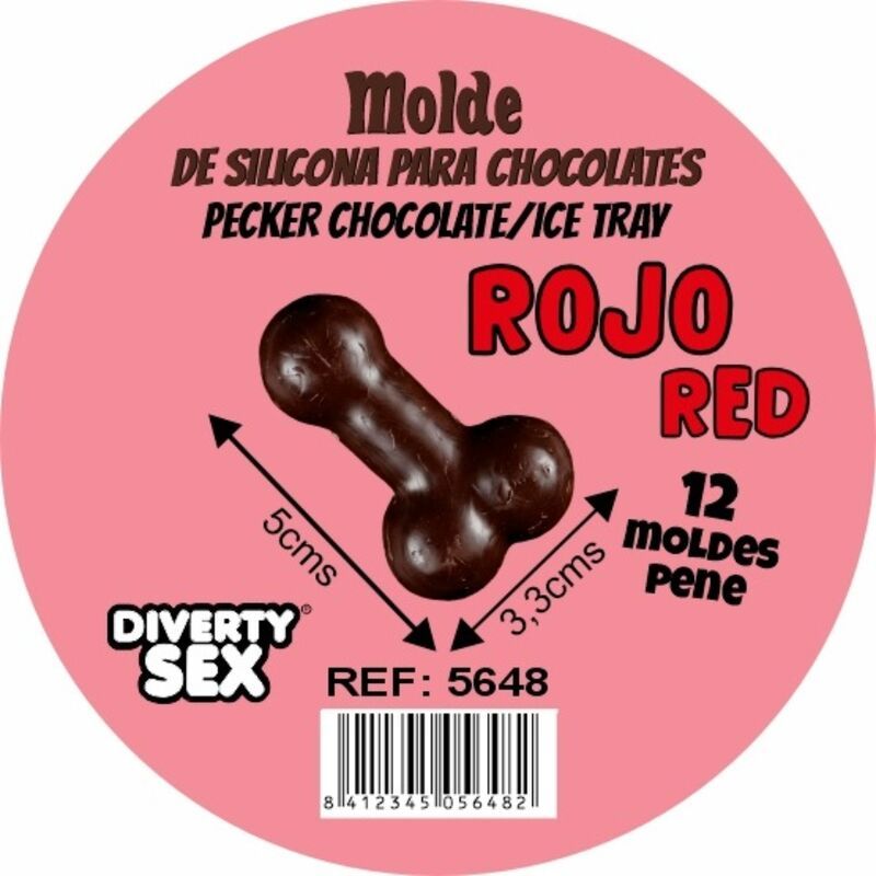 DIABLO PICANTE - STAMPO PER CIOCCOLATO CON 12 PENI IN SILICONE DA APPENDERE ROSSO DIABLO PICANTE