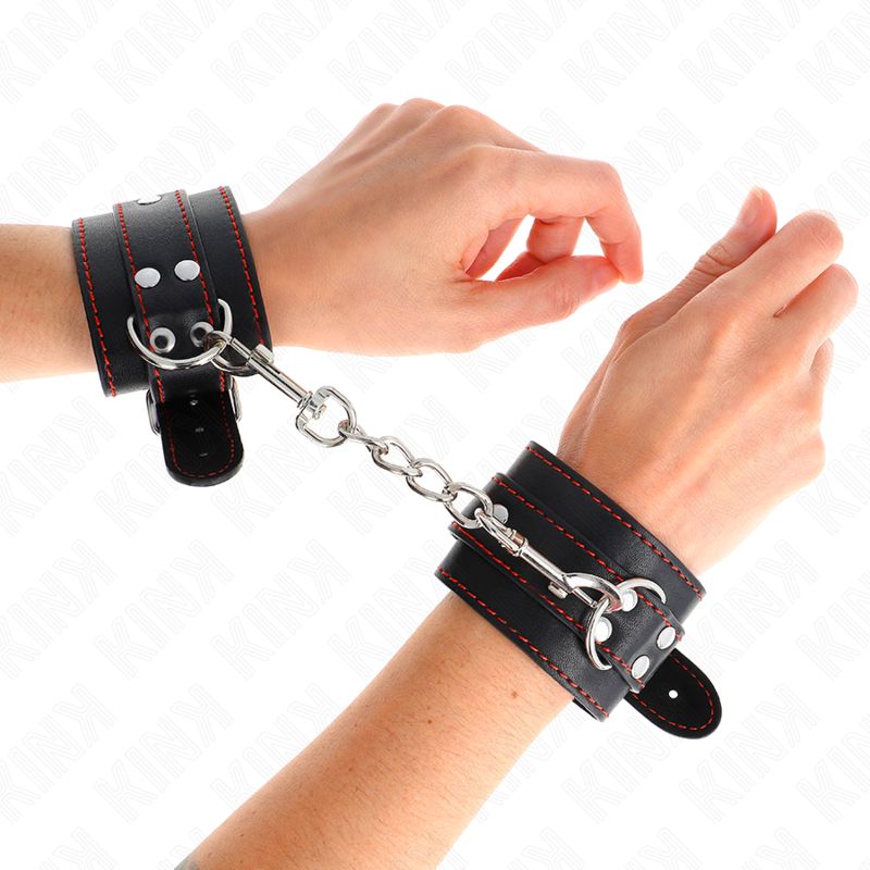 KINK - RESISTENZA DA POLSO NERA CON FODERA ROSSA REGOLABILE 20-28 CM X 5,5 CM KINK WRIST RESTRAINT