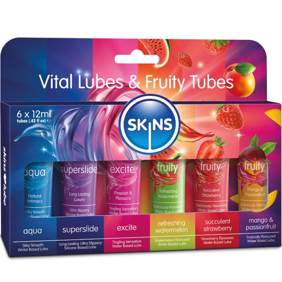 SKINS - KIT LUBRIFICANTI VITALI E FRUTTATI 6 x 12 ML SKINS