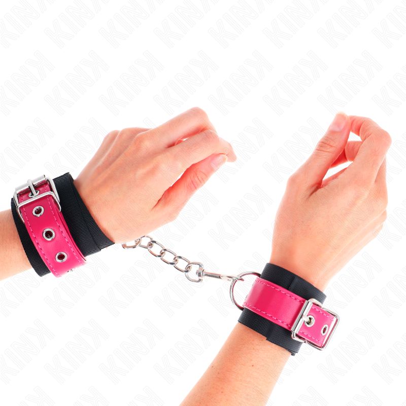 KINK - RESISTENZA DA POLSO IN NYLON NERO CON CINTURA IN SIMILPELLE ROSA LAMPONE REGOLABILE 19-29 CM X 5,1 CM KINK WRIST RESTRAINT
