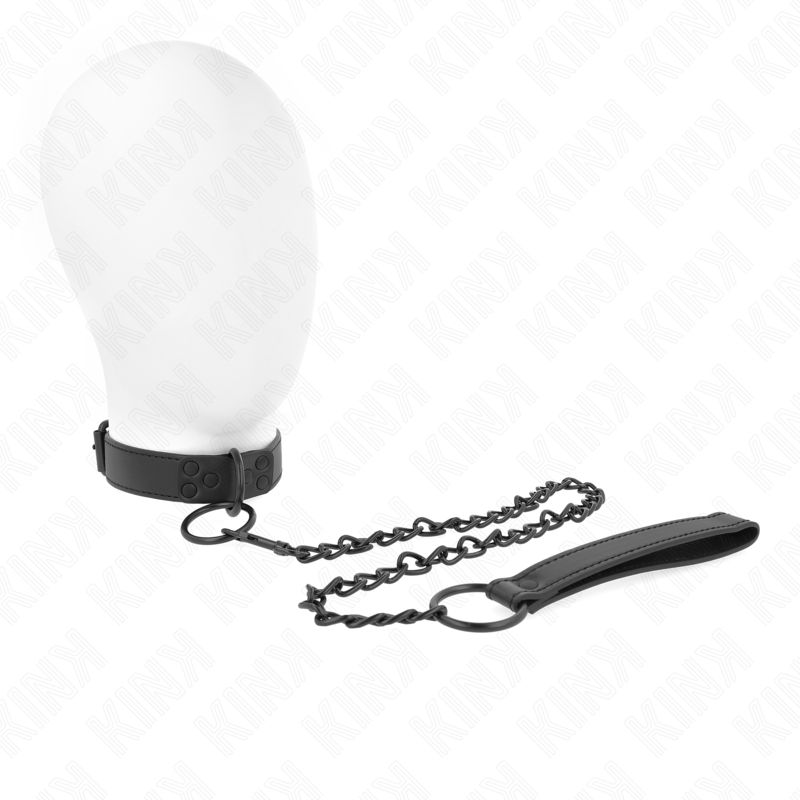 KINK - COLLARE CON GUINZAGLIO SCURO 65 CM REGOLABILE 37-54 CM X 3 CM KINK COLLAR &amp; GAG