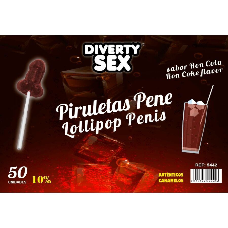 DIABLO GOLOSO - 50 LECCA LECCA AL PENE GUSTO RON COLA 10% ALCOOL DIABLO GOLOSO