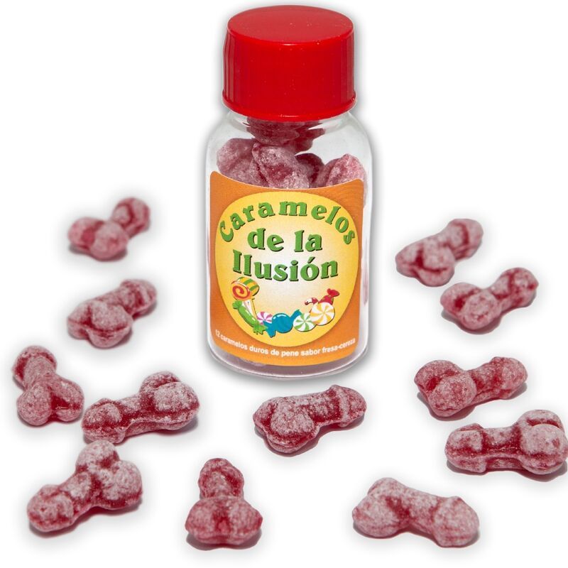 DIABLO PICANTE - 12 CARAMELLE ILLUSIONI A FORMA DI PENE FRAGOLA/CILIEGIA DIABLO PICANTE