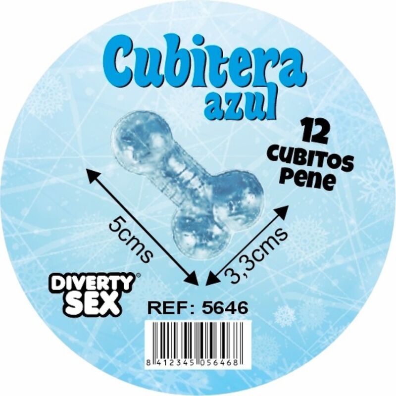DIABLO PICANTE - 12 PENI IN SILICONE RIGIDO DA APPENDERE A UN SECCHIELLO PER IL GHIACCIO BLU DIABLO PICANTE