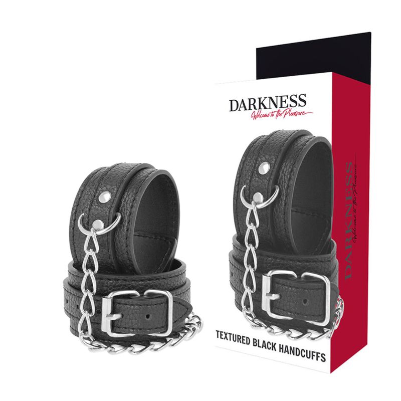 DARKNESS - MANETTE IN PELLE STRUTTURATA NERA DARKNESS BONDAGE