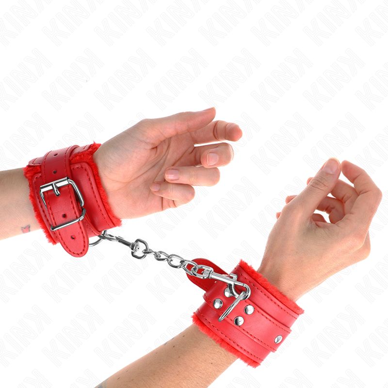 KINK - RESISTENZA DA POLSO IMBOTTITA IN PELLICCIA ROSSO CON CINTURA ROSSA REGOLABILE 17-29 CM X 6 CM KINK WRIST RESTRAINT