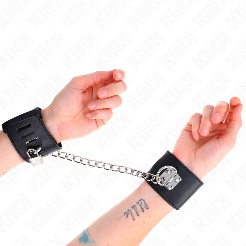KINK - POLSO FISSO CON CATENA 30 CM E CHIUSURA LUCCHETTO NERO REGOLABILE 16-23 CM X 5,5 CM KINK WRIST RESTRAINT