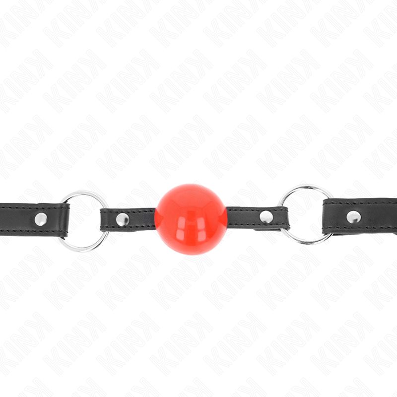 KINK - BALL 4 CM GAG CON SERRATURA SFERA ROSSA CINTURINO NERO 60 x 2 CM KINK COLLAR &amp; GAG