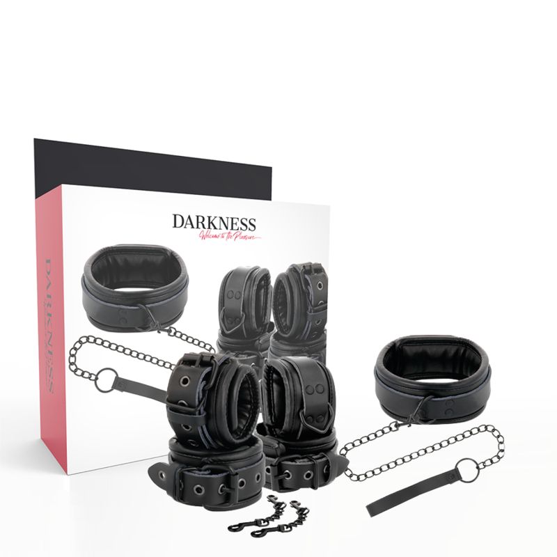 DARKNESS - MANETTE E COLLETTO IN PELLE NERA DARKNESS