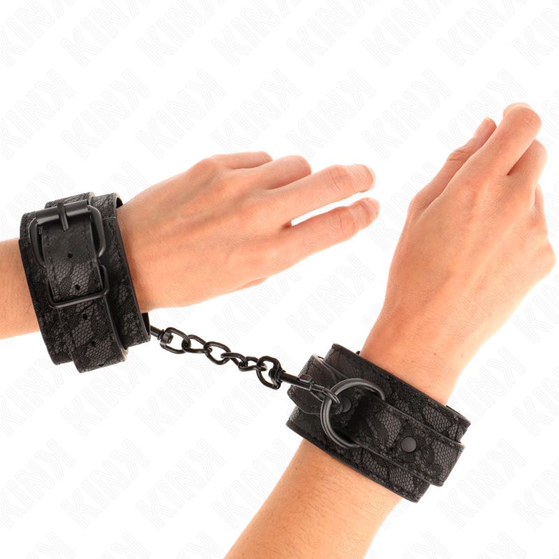 KINK - POLSI RICOPERTI DI PIZZO SCURO REGOLABILI NERO 19-26 CM KINK WRIST RESTRAINT