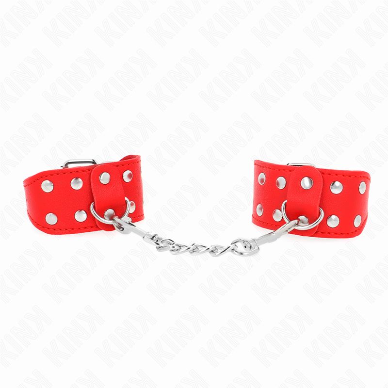 KINK - BRACCIALI CON DOPPIA LINEA DI BORCHIE REGOLABILI ROSSO KINK WRIST RESTRAINT