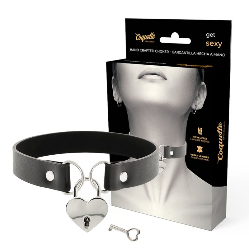COQUETTE CHIC DESIRE - COLLANA IN PELLE VEGANA CON ACCESSORIO CUORE CON CHIAVE COQUETTE ACCESSORIES