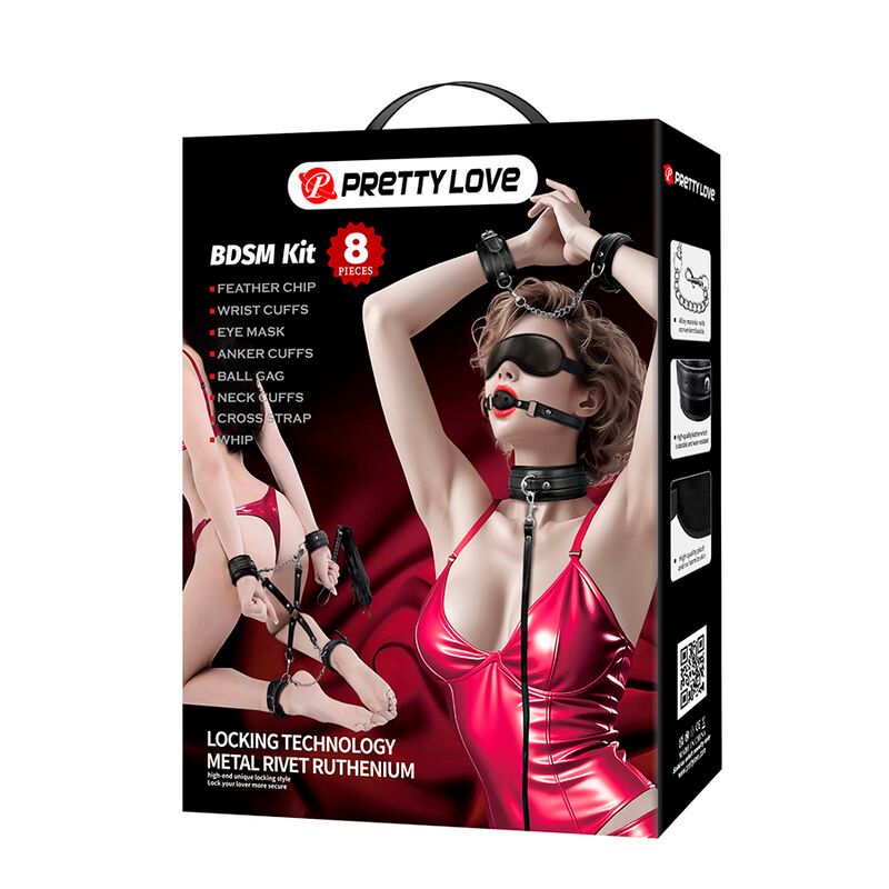 PRETTY LOVE - KIT BDSM DA 8 PEZZI NERO FUN TOYS