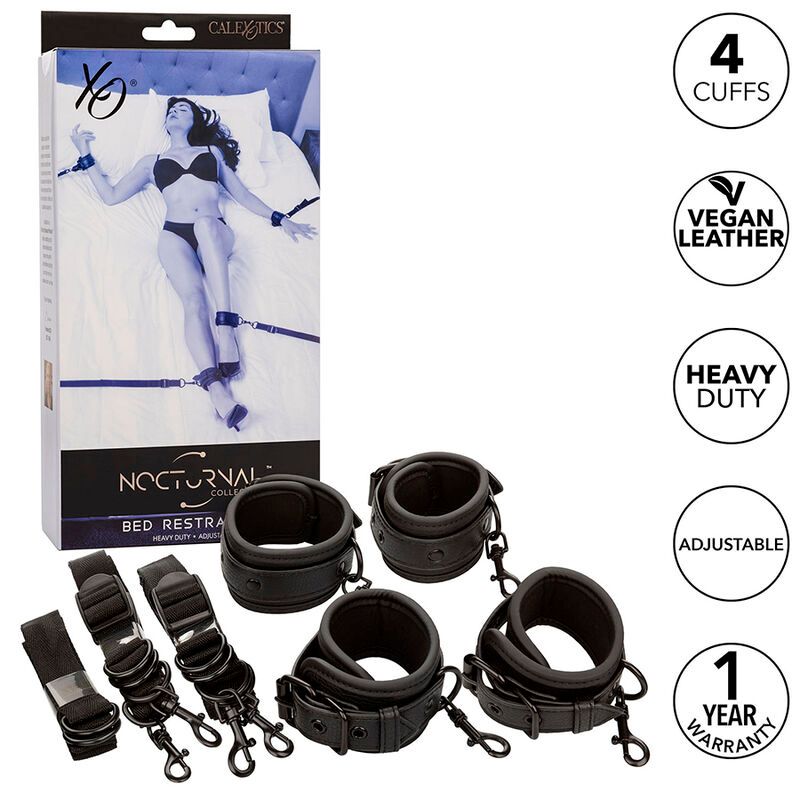 CALEXOTICS - NOCTURNAL CINGHIE PER LETTO IN PELLE REGOLABILI NERE CALEXOTICS