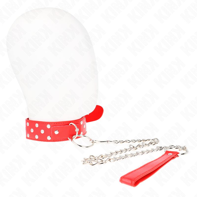 KINK - COLLANA CON CINTURINO AD ANELLO RIVETTO CON CINTURA 65 CM ROSSO REGOLABILE 36-50 CM X 3,8 CM KINK COLLAR &amp; GAG