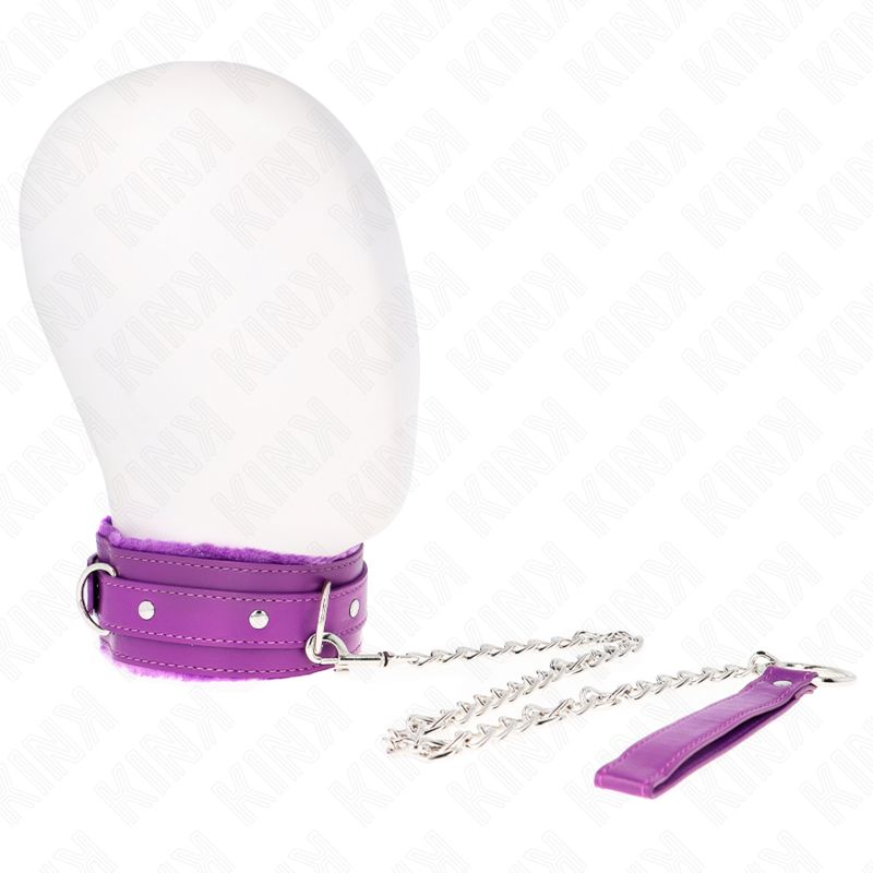 KINK - COLLARE CON GUINZAGLIO 65 CM CON RESTRIZIONI VIOLA 36-42 CM X 5,5 CM KINK COLLAR &amp; GAG