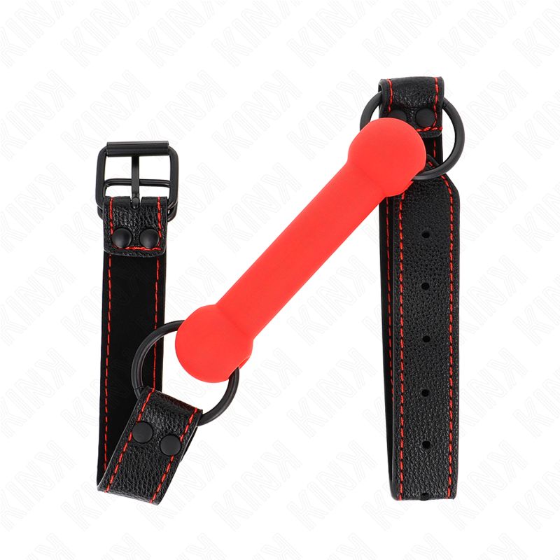 KINK - BONE GAG CON CINTURINO IN SIMILPELLE ROSSO REGOLABILE 41-57 CM KINK COLLAR &amp; GAG