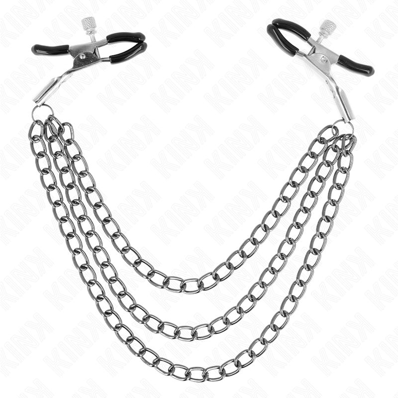 KINK - PINZE PER CAPEzzoli CON 3 CATENE NERE 20/23/28 CM KINK NIPPLE GRIP