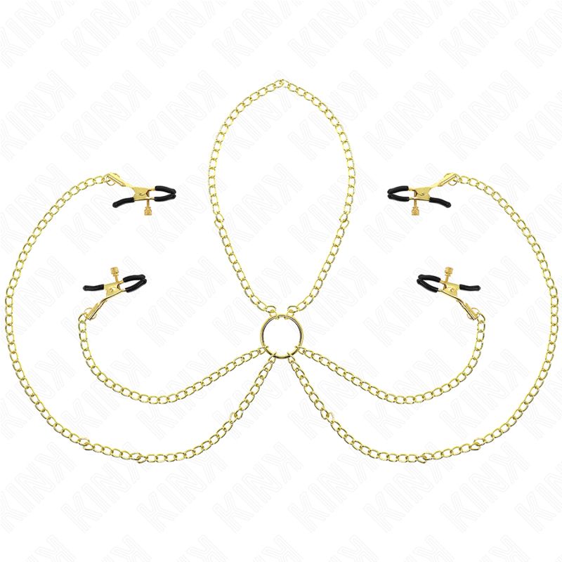 KINK - 4 MORSETTI PER CAPEZZOLI E CLIT REGOLABILI ORO KINK NIPPLE GRIP
