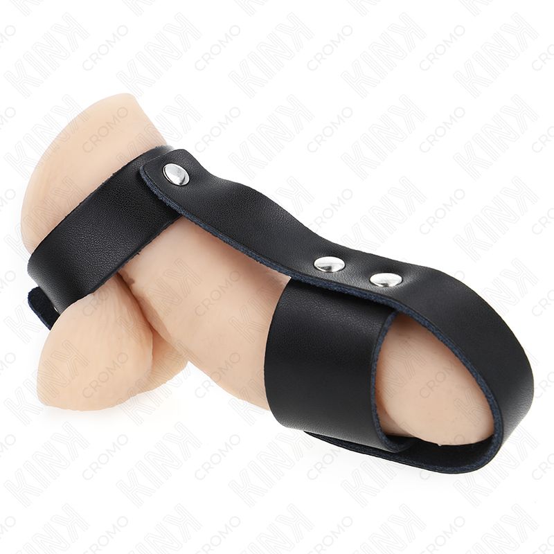 KINK - ANELLO PER GABBIA PER PENE IN PELLE CON DIVISORE PER PALLINE REGOLABILE KINK RING POWER