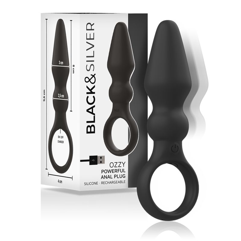 BLACK&amp;SILVER - POTENTE PLUG ANALE IN SILICONE OZZY BLACK&amp;SILVER