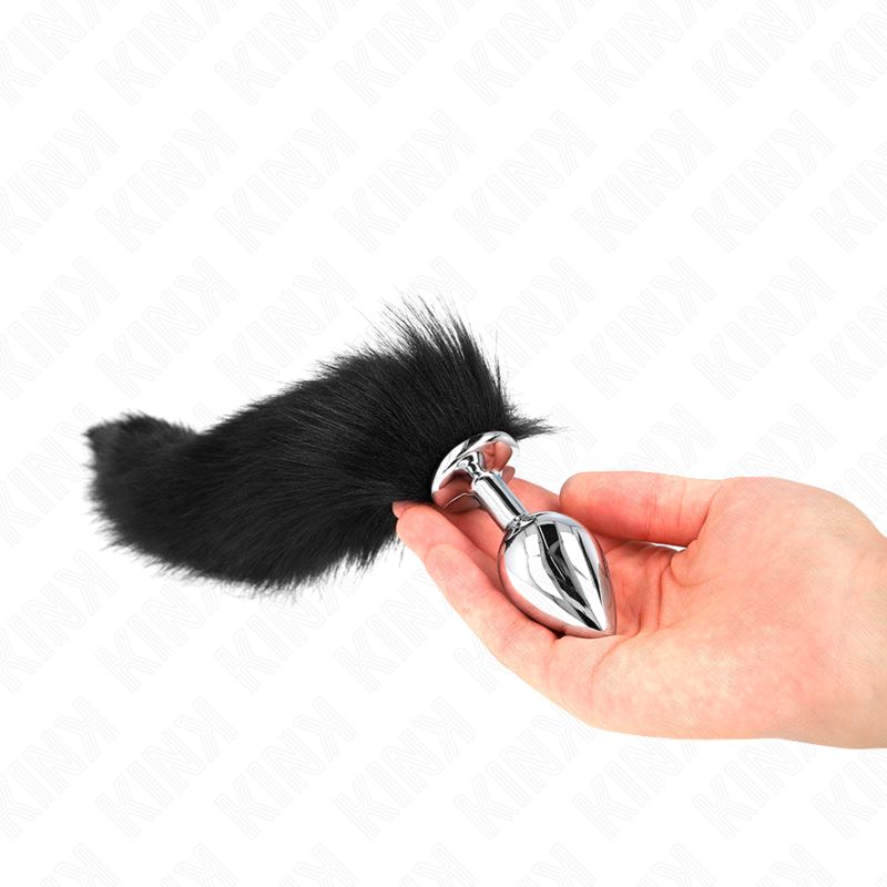 KINK - PLUG ANALE MISURA M 8 X 3,5 CM CON CODA SINTETICA 40 CM NERO KINK PLEASURE PLUGS