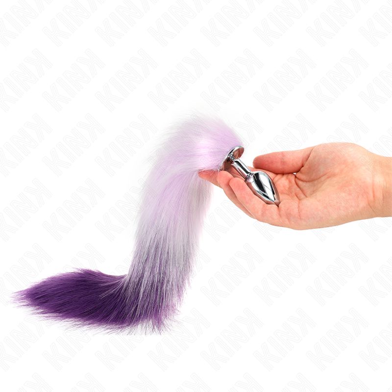 KINK - PLUG ANALE TAGLIA S 7 X 3 CM CON CODA SINTETICA 40 CM VIOLA KINK PLEASURE PLUGS