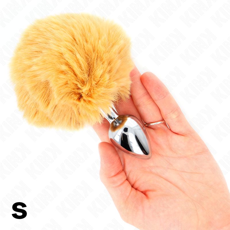 KINK - SPINA IN ACCIAIO INOSSIDABILE 7 x 3 CM CON CODA DI CONIGLIO IN ECOPELLICCIA BEIGE 8 CM KINK PLEASURE PLUGS