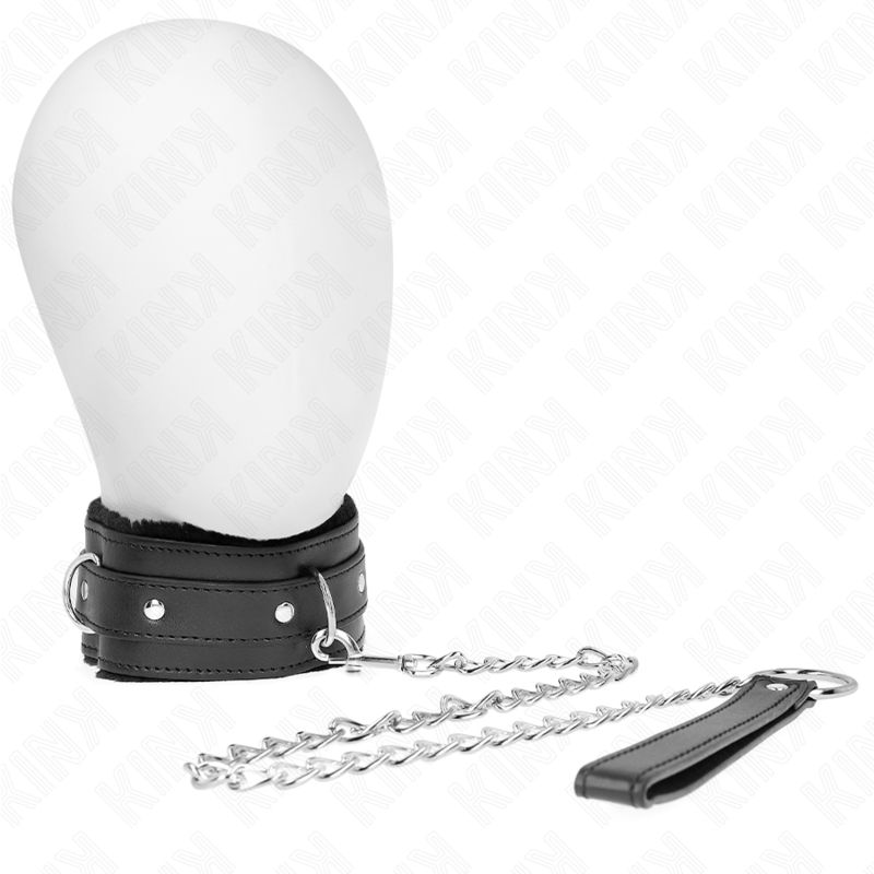 KINK - COLLARE CON GUINZAGLIO 65 CM CON RESTRIZIONI NERO 36-42 CM X 5,5 CM KINK COLLAR &amp; GAG