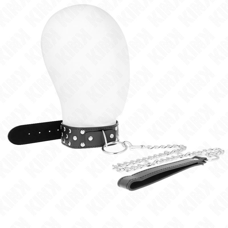 KINK - COLLANA CON CINTURINO AD ANELLO RIVETTO CON CINTURA 65 CM NERO REGOLABILE 36-50 CM X 3,8 CM KINK COLLAR &amp; GAG