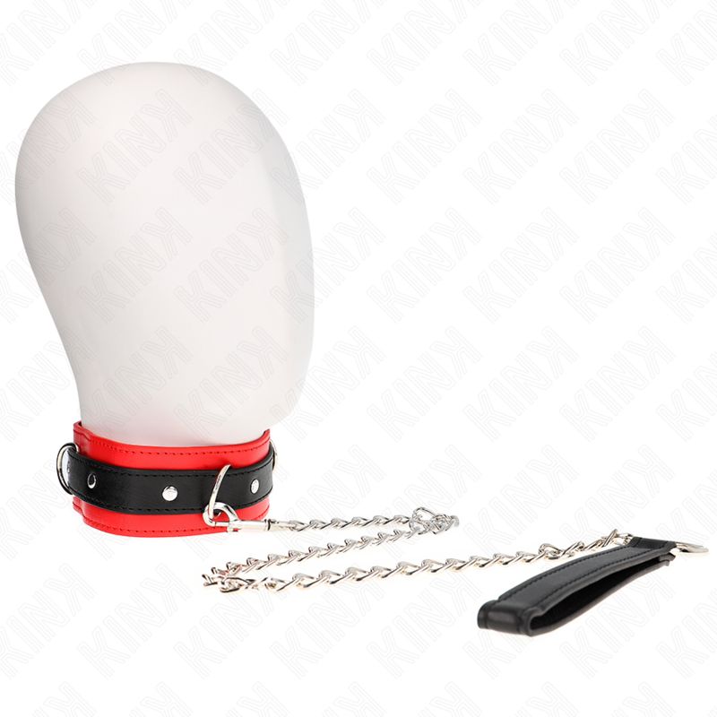 KINK - COLLARE MODELLO BASE CON GUINZAGLIO 65 CM MODELLO 3 ROSSO 53 X 5 CM KINK COLLAR &amp; GAG